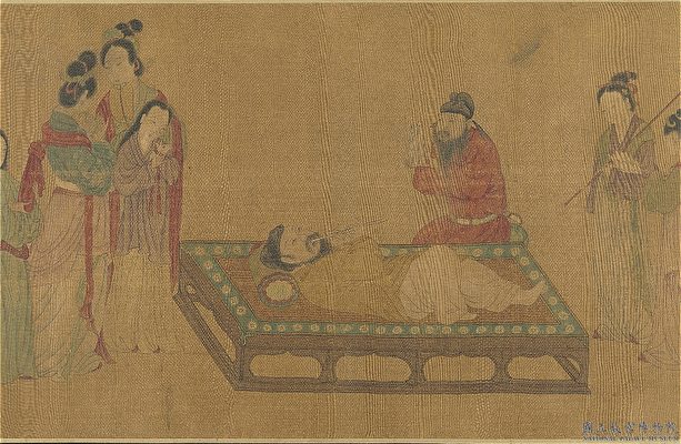 中國畫 床榻 君臣 弄簫圖