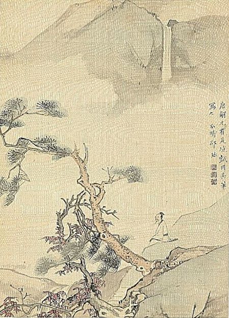 山水画 隐士 瀑布