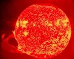 太陽左下角的巨大耀斑（圖片提供：NOAA Photo Library）
