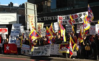 胡锦涛抵英 多团体抗议要求民主与人权