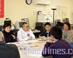 (順時針)邱潔芳、Jimmy Wong、Christ Wong、高美華、唐若望、高遠、Peter Neely。(攝影:楊天儀/大紀元)