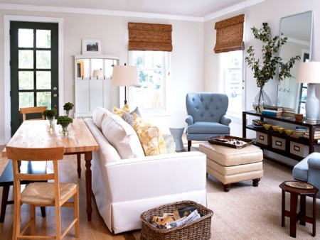 客厅是家中聚会的场所，应注意的是光线调节功能强，且能点缀居家空间的窗帘。(图片来源 My Home Ideas)