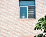 李金平在精神病院三楼走廊窗内与弟弟李金龙用字牌交流(图片由李金龙提供)