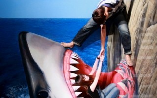 组图：3D幻视艺术展 真实呈现大白鲨