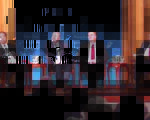 卡特中心舉辦「中國向何處去」對話討論會。圖為主講者哈佛大學法學院教授艾福德（右二）與波士頓大學國際關係及政治學教授富史密斯（左二）。（攝影：絲雨/大紀元）
