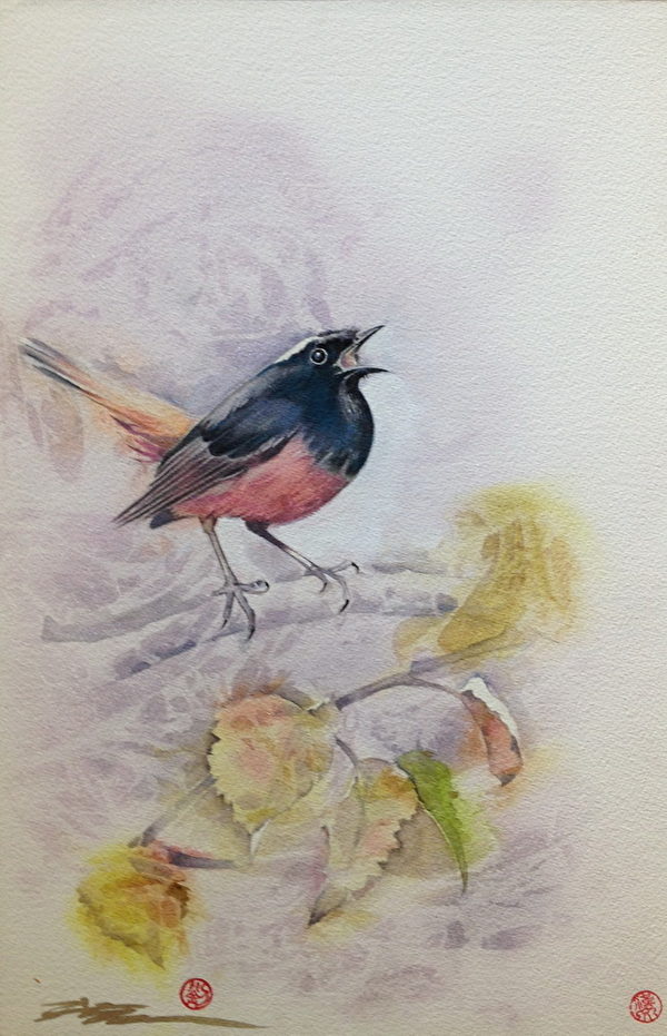 《鸟儿》,2013,55X36CM,压克力 《鸟儿》,2013,55X36CM,压克力