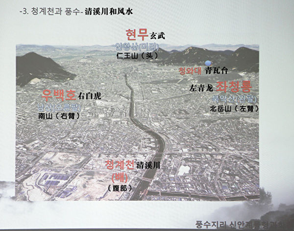 韓國風水地理神眼系物形科學院院長、道詵大師第34代傳人朴珉讚日前接受《大紀元》記者專訪時,分析韓國總統府所在地青瓦台的風水,以及首爾清溪川的風水對韓國的影響。(攝影:全宇/大紀元) 韓國風水地理神眼系物形科學院院長、道詵大師第34代傳人朴珉讚日前接受《大紀元》記者專訪時,分析韓國總統府所在地青瓦台的風水,以及首爾清溪川的風水對韓國的影響。(攝影:全宇/大紀元)