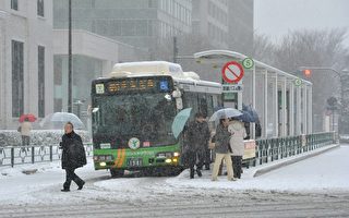 组图：东京大雪 陆空交通大乱