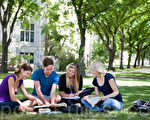 学生们在校园草地上研习课业(摄影:/Fotolia)