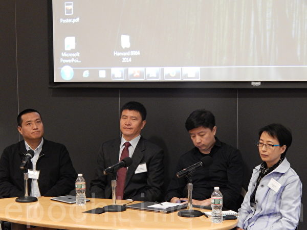 参与过当年运动的学生(左起)方政、周锋锁、沈彤及李兰菊。(杨天仪/大纪元) 参与过当年运动的学生(左起)方政、周锋锁、沈彤及李兰菊。(杨天仪/大纪元)