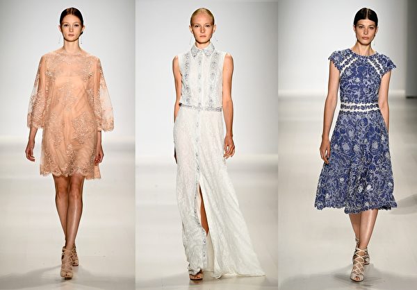 2015紐約春夏時裝週,莊司正(Tadashi Shoji)品牌發布會。(大紀元合成圖/Getty Images) 2015紐約春夏時裝週,莊司正(Tadashi Shoji)品牌發布會。(大紀元合成圖/Getty Images)
