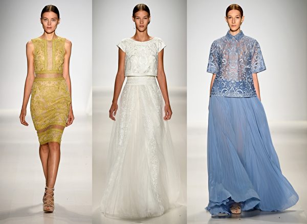 2015紐約春夏時裝週,莊司正(Tadashi Shoji)發布會。(大紀元合成圖/Getty Images) 2015紐約春夏時裝週,莊司正(Tadashi Shoji)發布會。(大紀元合成圖/Getty Images)