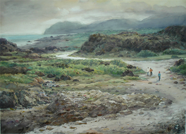 陈品华《三仙胜景之二》76×56cm 1993。(图:中华亚太水彩艺术协会提供) 陈品华《三仙胜景之二》76×56cm 1993。(图:中华亚太水彩艺术协会提供)