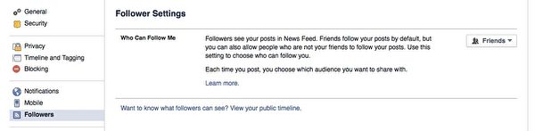 Facebook的【追踪者】(Followers)设定页面。(广元/大纪元) Facebook的【追踪者】(Followers)设定页面。(广元/大纪元)