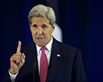 美国国务卿克里于2015年9月5日向俄罗斯外长表达,美国对俄罗斯近日运送大批临时扎营设备,以及空中监控军事设备进入叙利亚一事十分关注。本图为克里于2日在费城宪法中心演讲。(Mark Makela/Getty Images)