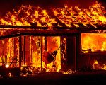 加州北部的「溪谷野火」（Valley Fire），在一天的時間內就延燒了5萬英畝,焚屋近千間。（Josh Edelson/AFP/Getty Images）