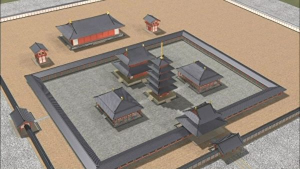 飞鸟寺复元图(公共领域) 飞鸟寺复元图(公共领域)