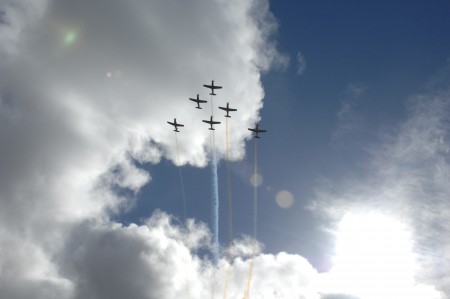 DUBLIN, IRELAND - MARCH 27: In this photo provided by the Air Corps Press Office, the Irish Defence Forces perform during the military parade marking the 100th anniversary of the Easter Rising on March 27, 2016 in Dublin, Ireland. The 1916 rebellion was an attempt by Irish forces to overthrow the British government in Ireland. Although unsuccessful it was seen as a significant move in the creation of the Irish republic when public opinion turned in favour of the rebels after British forces defeated the rebellion and executed it's leaders. (Photo by Irish Defence Forces via Getty Images)
