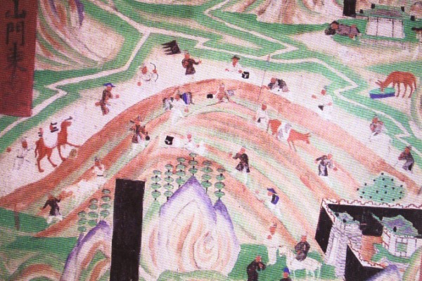 敦煌壁畫中描繪的往返于絲綢之路上的商隊。（公有領域）