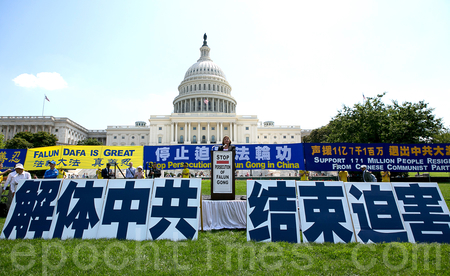 2014年7月17日，法轮功学员在美国首都华盛顿DC举行反迫害活动。(李莎/大纪元)