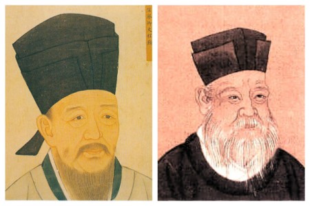 宋朝的著名理學學者程顥（左）和朱熹的畫像（epochtimes合成圖）