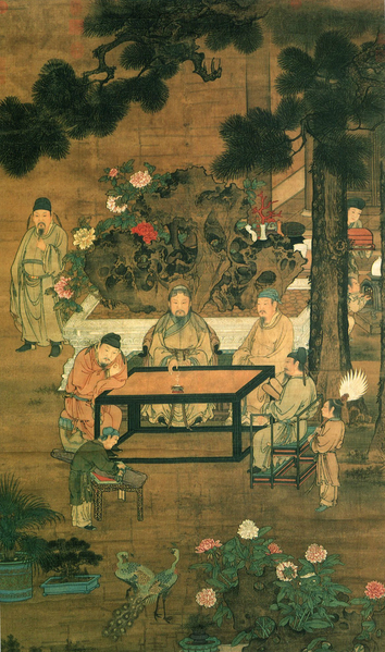 明杜堇《十八学士图屏》（部分），绢本设色，上海博物馆藏。（公有领域）