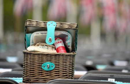 LONDON, ENGLAND - JUNE 12: A picnic hamper is seen during "The Patron's Lunch" celebrations for The Queen's 90th birthday at The Mall on June 12, 2016 in London, England. (Photo by Eamonn M. McCormack/Getty Images/ The Patron's Lunch)