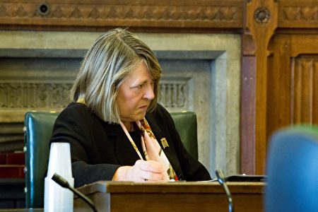 英国保守党人权委员会主席菲奥娜•布鲁斯议员(Fiona Bruce MP)。(Simon Gross/大纪元)