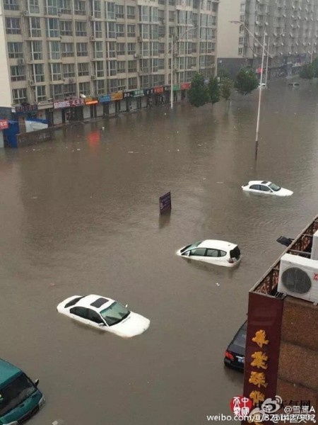 自7月18日夜开始的大暴雨，导致河北邯郸市内涝严重，全市启动“看海模式”。（网络图片）