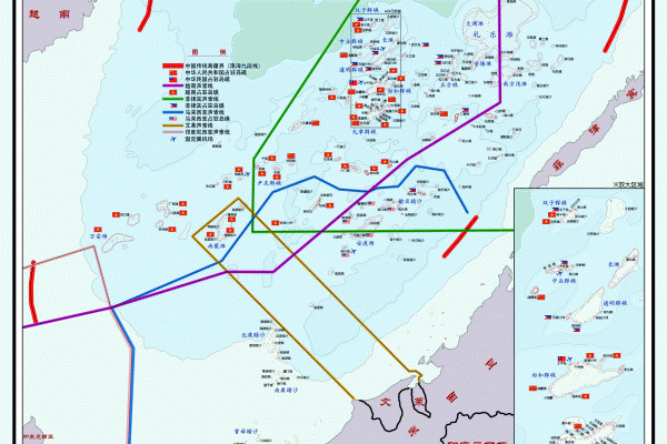 南沙群岛形势图。（维基百科公共领域）