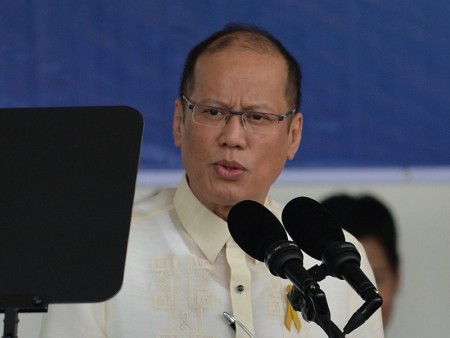 菲律賓前總統艾奎諾三世(Benigno Aquino III)發表聲明,說在國際法規更明確的情況下,南海爭端更接近於長遠解決。(TED ALJIBE/AFP/Getty Images)