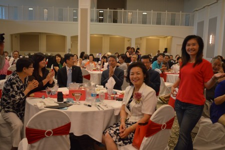 圖: 溫哥華合家歡聯誼會會員大會晚宴的嘉賓席位之一。 (邱晨/大紀元)