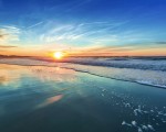 Beautiful orange sunset at the beach