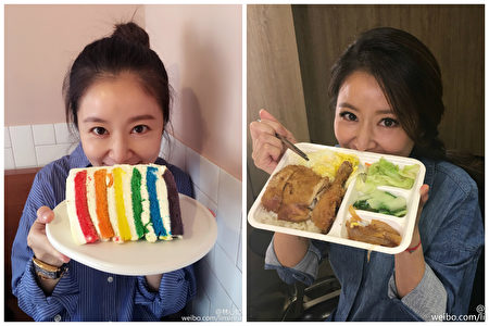 林心如近期晒出的美食照。(微博图片/大纪元合成)