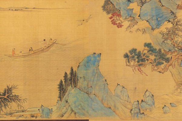 明文徵明《仿赵伯骕后赤壁图》卷（局部）描绘苏轼与友人游赤壁的情景，绢本，台北国立故宫博物院藏。（公有领域）