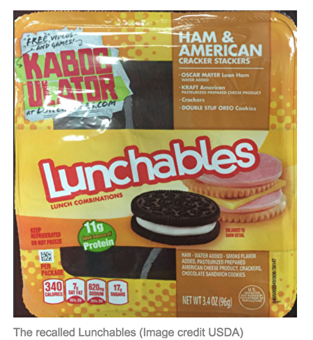 被召回的卡夫午餐包Lunchables。(USDA提供)