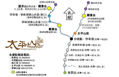 太平山区内迎日出路线图。(罗东林管处提供)