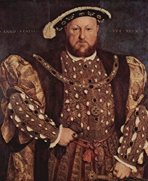 晚年的亨利八世。Hans Holbein der Jüngere 作品。(维基百科)