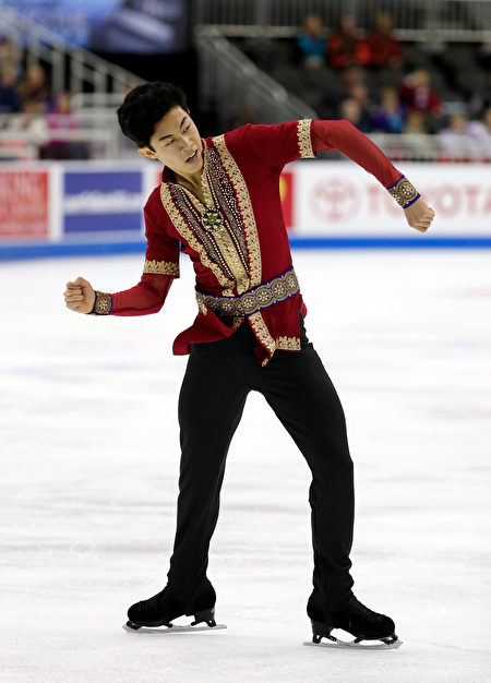 KANSAS CITY, MO - JANUARY 22: Nathan Chen competes in the Men's Free Skate program during the 2017 U.S. Figure Skating Championships at the Sprint Center on January 22, 2017 in Kansas City, Missouri. Chen placed first to win the gold medal and become the 2017 US Men's Figure Skating Champion. (Photo by Jamie Squire/Getty Images)