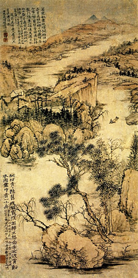 清 石涛《清溪小周》。(公有领域)