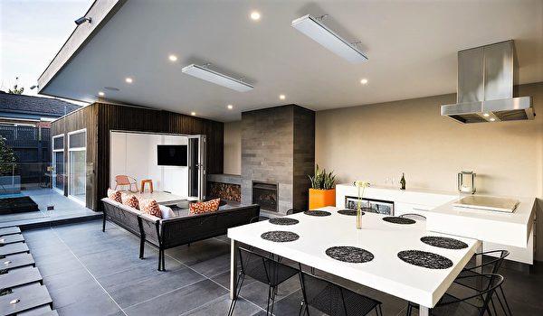 HEATSTRIP Elegance电暖器，是户外开放式厨房/露台就餐区的理想取暖选择。（商家提供）