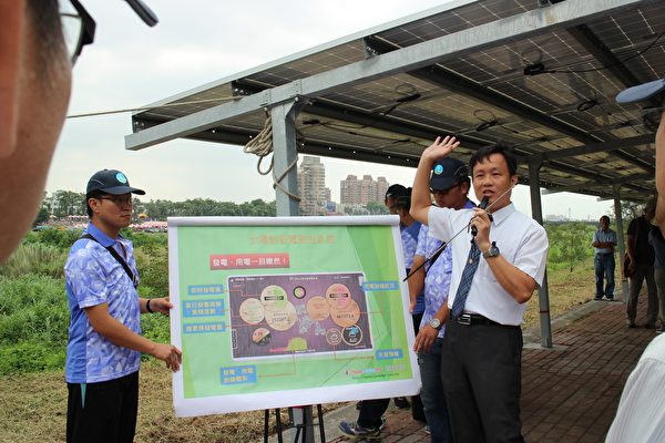 沅碁科技光电股份有限公司郑总经理对太阳能光电部分的深入解析。（李撷璎／大纪元）