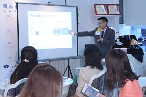 博醫企業創辦人鍾成晏博士表示,蘭花胚胎幹細胞萃取精華可「自然修復」受損肌膚,使用7天肌膚煥白、保濕、抗皺立即有感。(黃宗茂/大紀元)