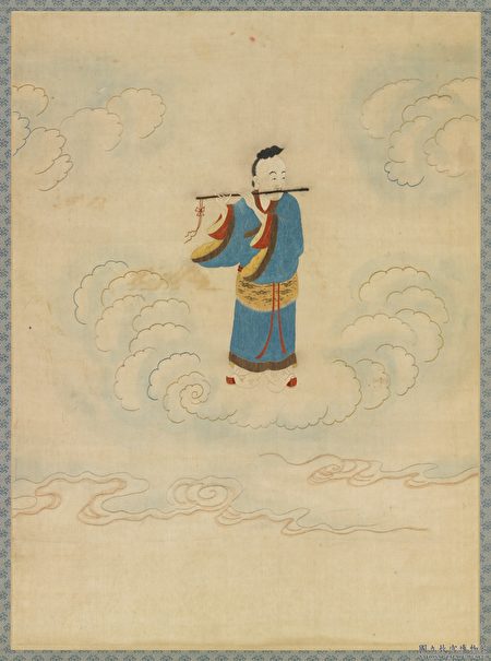 韩湘为韩愈讲述修道的种种妙处。明 顾绣《八仙庆寿挂屏(七).韩湘子》,台北国立故宫博物院藏。(公有领域)