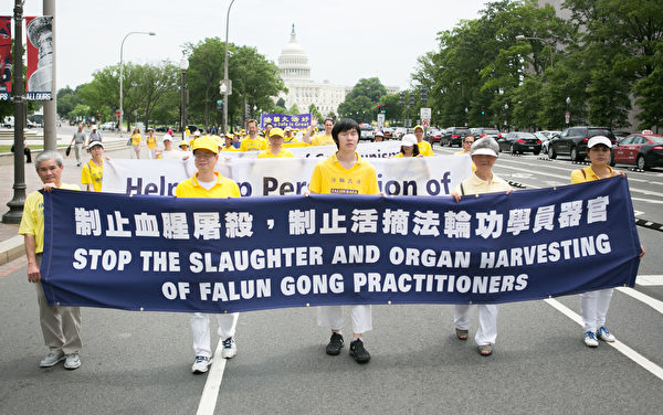 6月20日，全球部分法轮功学员聚集在美国首府华盛顿DC，举行反迫害集会游行，各界正义人士将到场声援。（李莎/大纪元）