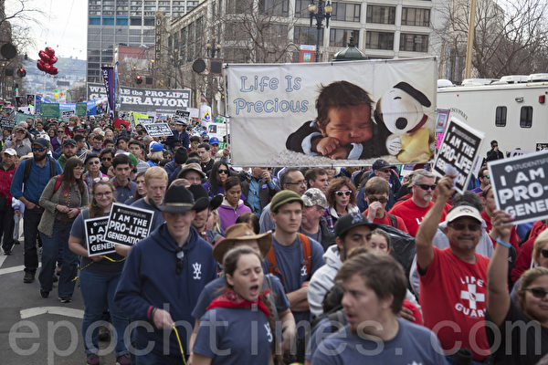 旧金山反堕胎游行 逾5万人“为生命奔走”