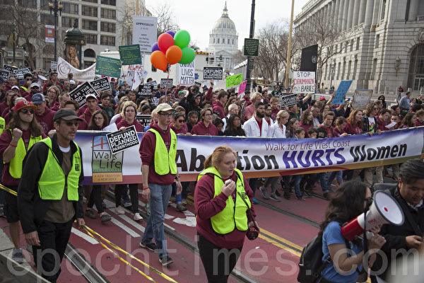 旧金山反堕胎游行 逾5万人“为生命奔走”