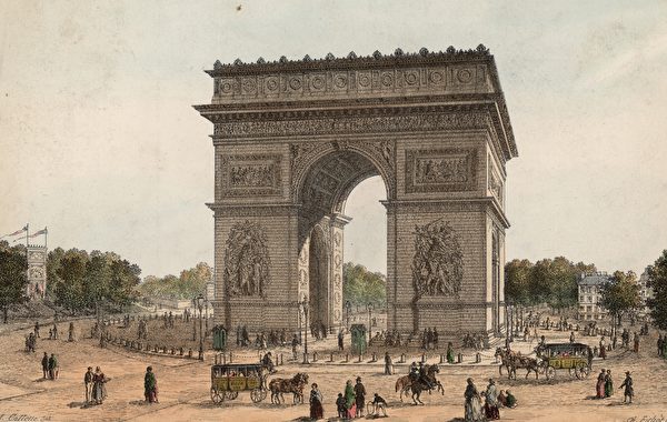 The Arc de Triomphe in Paris, built to celebrate Napoleon's victory over the Austrians at Austerlitz in 1805. Building began in 1806 to a design by Chalgrin, and was completed in 1836. (Photo by Hulton Archive/Getty Images)