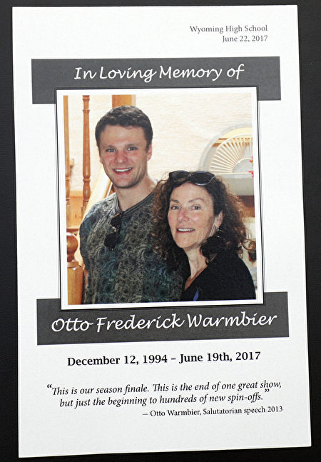 WYOMING, OH-JUNE 22: The memorial program for the funeral of Otto Warmbier is shown at Wyoming High School, site of the funeral, une 22, 2017 in Wyoming, Ohio. Warmbier, the 22-year-old college student who was released from a North Korean prison last Tuesday after spending 17 months in captivity for allegedly stealing a propaganda poster, died Monday, June 19th in a Cincinnati hospital, after having been in a coma. (Photo by Bill Pugliano/Getty Images)