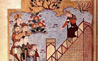 14世紀的波斯細密畫，描繪成吉思汗將帝國分給自己的幾個兒子。（公有領域）